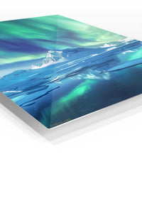 Aurora Over Frozen Peaks premium metal wall art – angled view