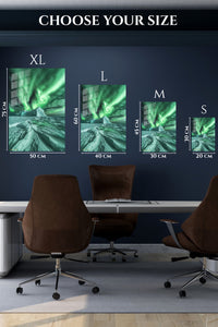 EMESA metal wall art size comparison guide for Emerald Aurora Over Iceberg