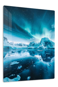 Aurora Over Frozen Peaks premium metal wall art – front view
