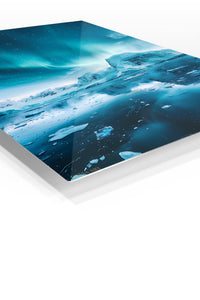 Aurora Over Frozen Peaks premium metal wall art – angled view