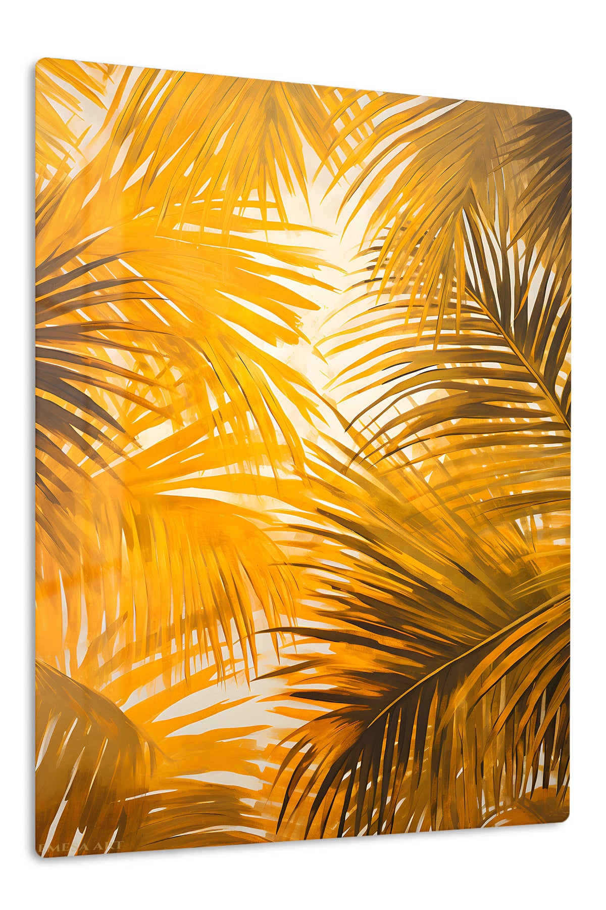 Golden Palm Canopy premium metal wall art – front view