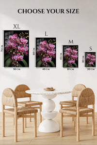 EMESA metal wall art size comparison guide for Radiant Pink Orchid Cascade