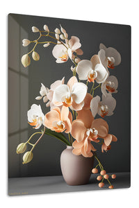 Blush Orchid Arrangement premium metal wall art – front view
