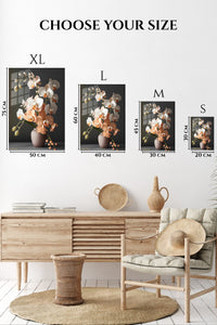 EMESA metal wall art size comparison guide for Blush Orchid Arrangement