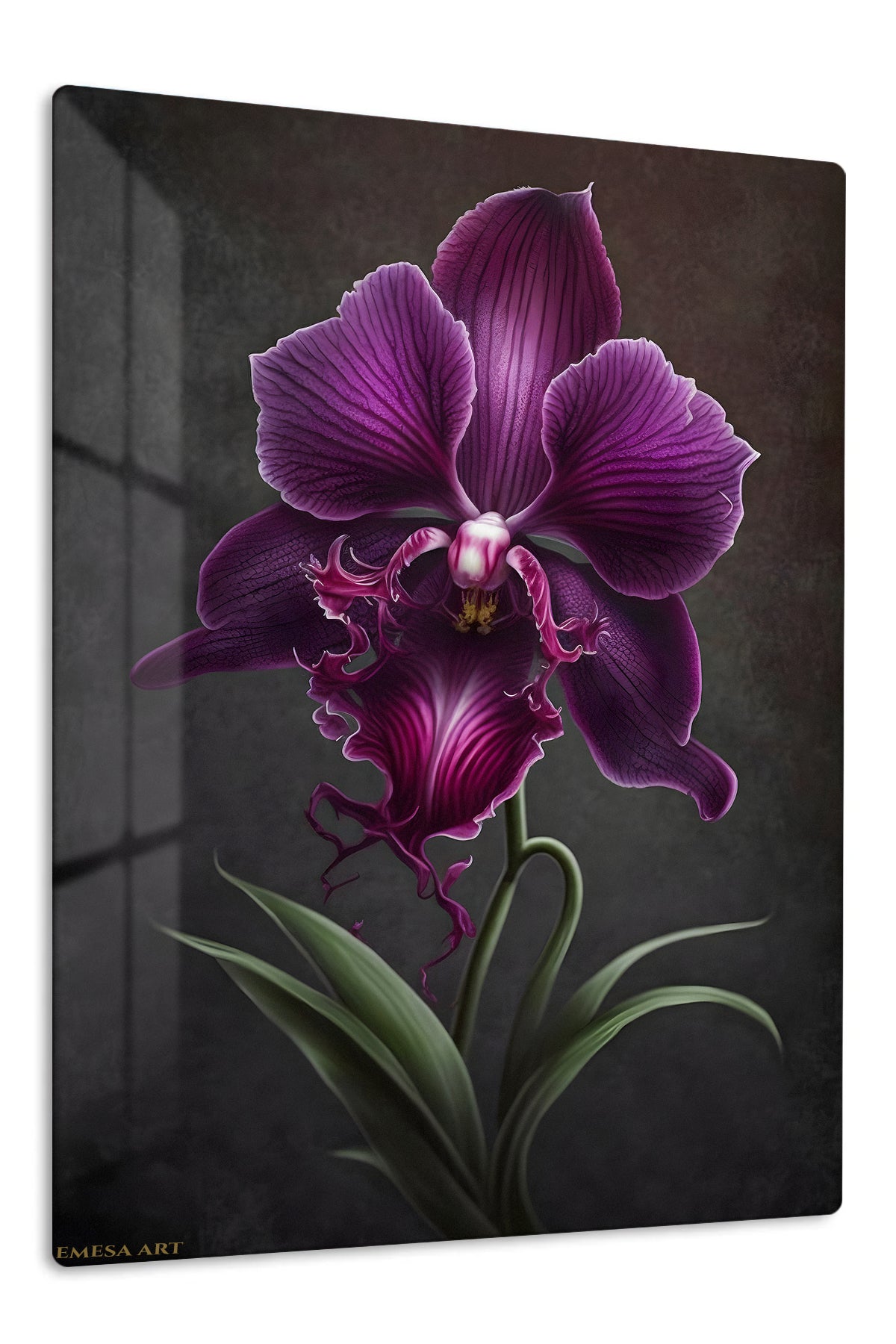 Velvet Purple Orchid premium metal wall art – front view