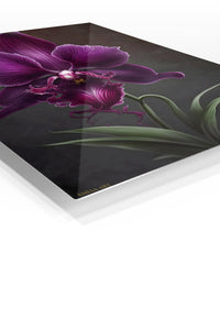Velvet Purple Orchid premium metal wall art – angled view