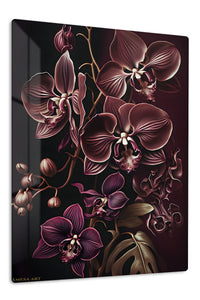Midnight Orchid Reverie premium metal wall art – front view