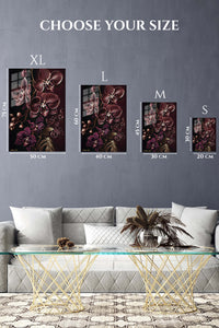 EMESA metal wall art size comparison guide for Midnight Orchid Reverie