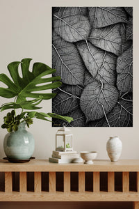 Monochrome Leaf Veins metal wall art displayed in a modern interior