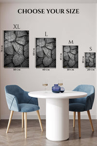 EMESA metal wall art size comparison guide for Monochrome Leaf Veins
