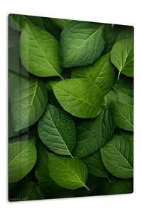 Layered Green Leaves premium metal wall art – front view