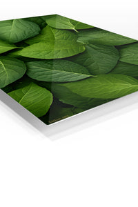 Layered Green Leaves premium metal wall art – angled view