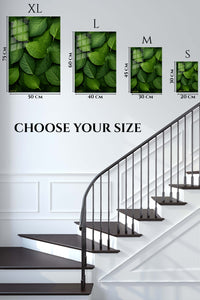 EMESA metal wall art size comparison guide for Layered Green Leaves