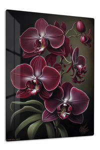 Burgundy Orchid Elegance premium metal wall art – front view