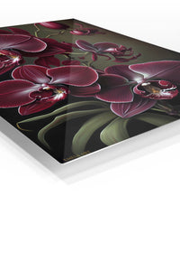Burgundy Orchid Elegance premium metal wall art – angled view