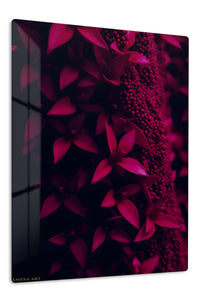 Crimson Botanical Shadows premium metal wall art – front view