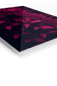 Crimson Botanical Shadows premium metal wall art – angled view