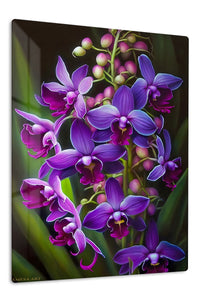 Velvet Violet Orchid Cascade premium metal wall art – front view