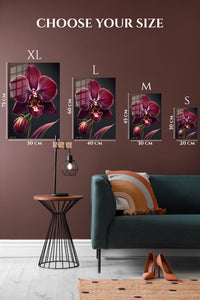 EMESA metal wall art size comparison guide for Velvet Burgundy Orchid