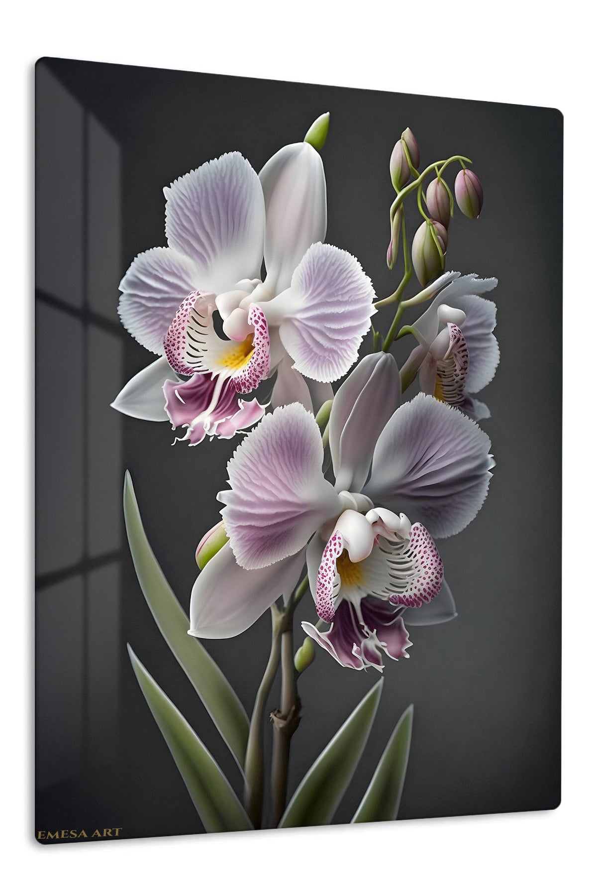 Lavender Orchid Elegance premium metal wall art – front view