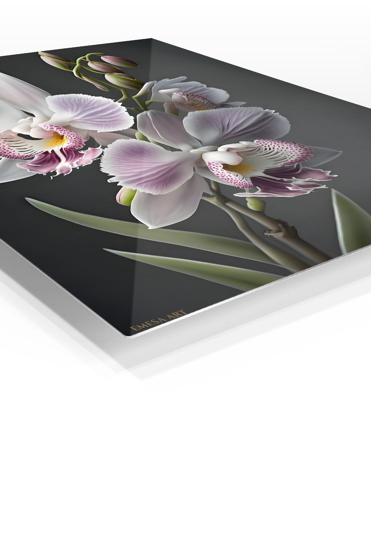 Lavender Orchid Elegance premium metal wall art – angled view