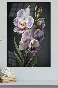 Lavender Orchid Elegance metal wall art displayed in a modern interior