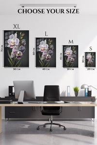 EMESA metal wall art size comparison guide for Lavender Orchid Elegance