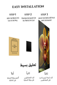 Magnetic mounting installation guide for Golden Orchid Bloom metal wall art