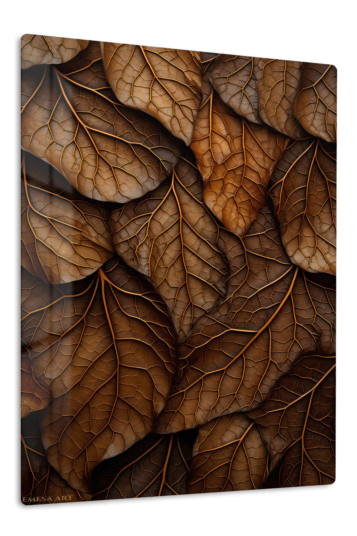 Autumn Leaf Veins premium metal wall art – front view