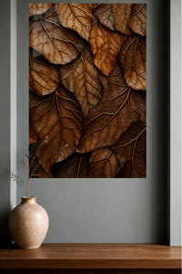 Autumn Leaf Veins metal wall art displayed in a modern interior