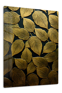 Gilded Leaf Pattern premium metal wall art – front view