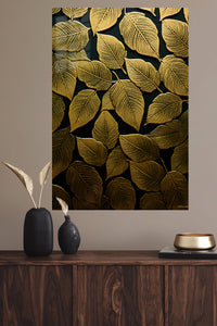 Gilded Leaf Pattern metal wall art displayed in a modern interior