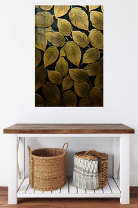 Gilded Leaf Pattern metal wall art displayed in a contemporary living space