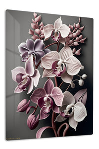 Midnight Orchid Cascade premium metal wall art – front view