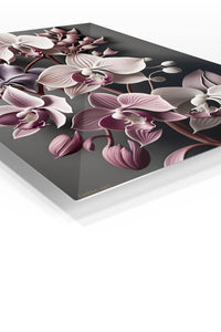 Midnight Orchid Cascade premium metal wall art – angled view