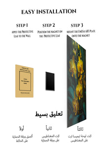 Magnetic mounting installation guide for Golden Orchids in Shadow metal wall art