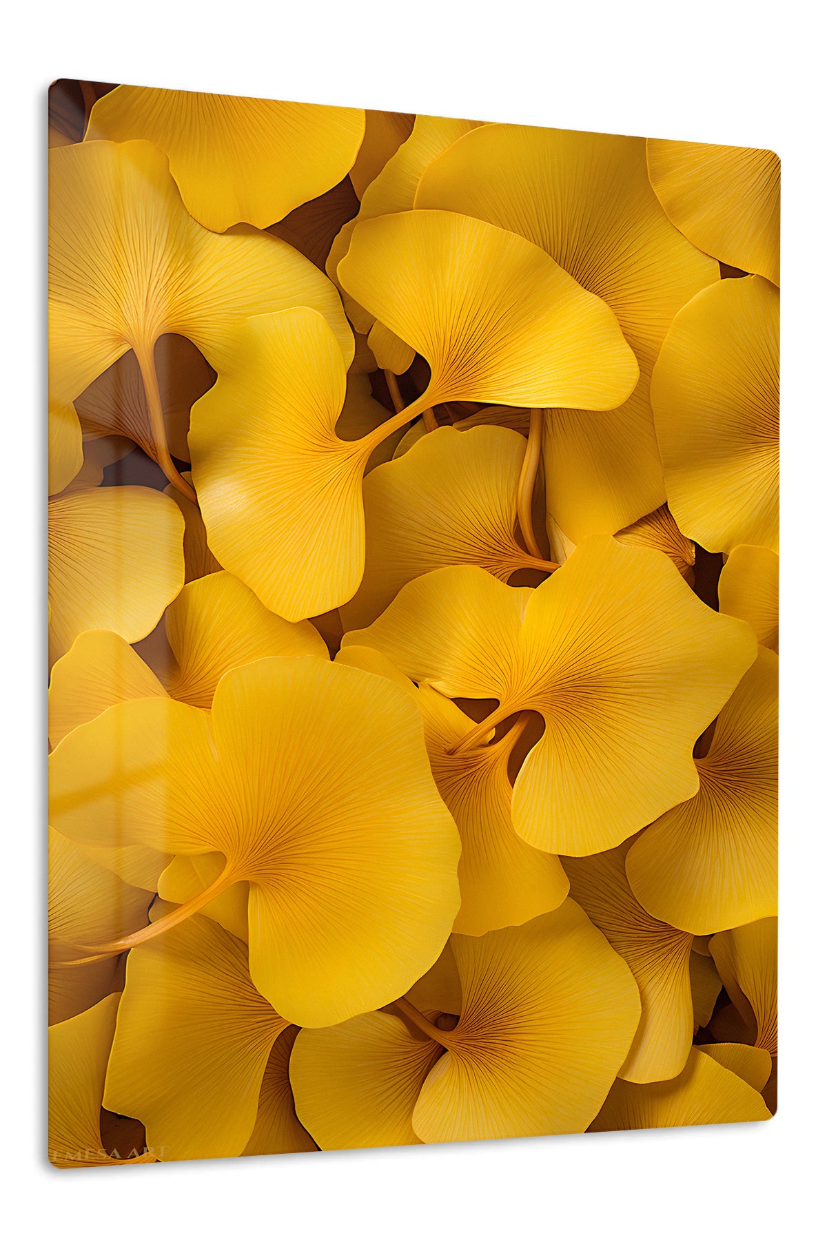 Golden Ginkgo Leaf Canopy premium metal wall art – front view