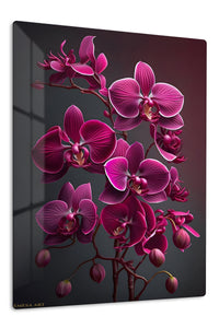 Velvet Magenta Orchids premium metal wall art – front view