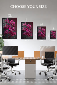 EMESA metal wall art size comparison guide for Velvet Magenta Orchids