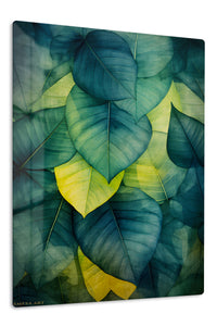 Emerald Canopy Leaves premium metal wall art – front view