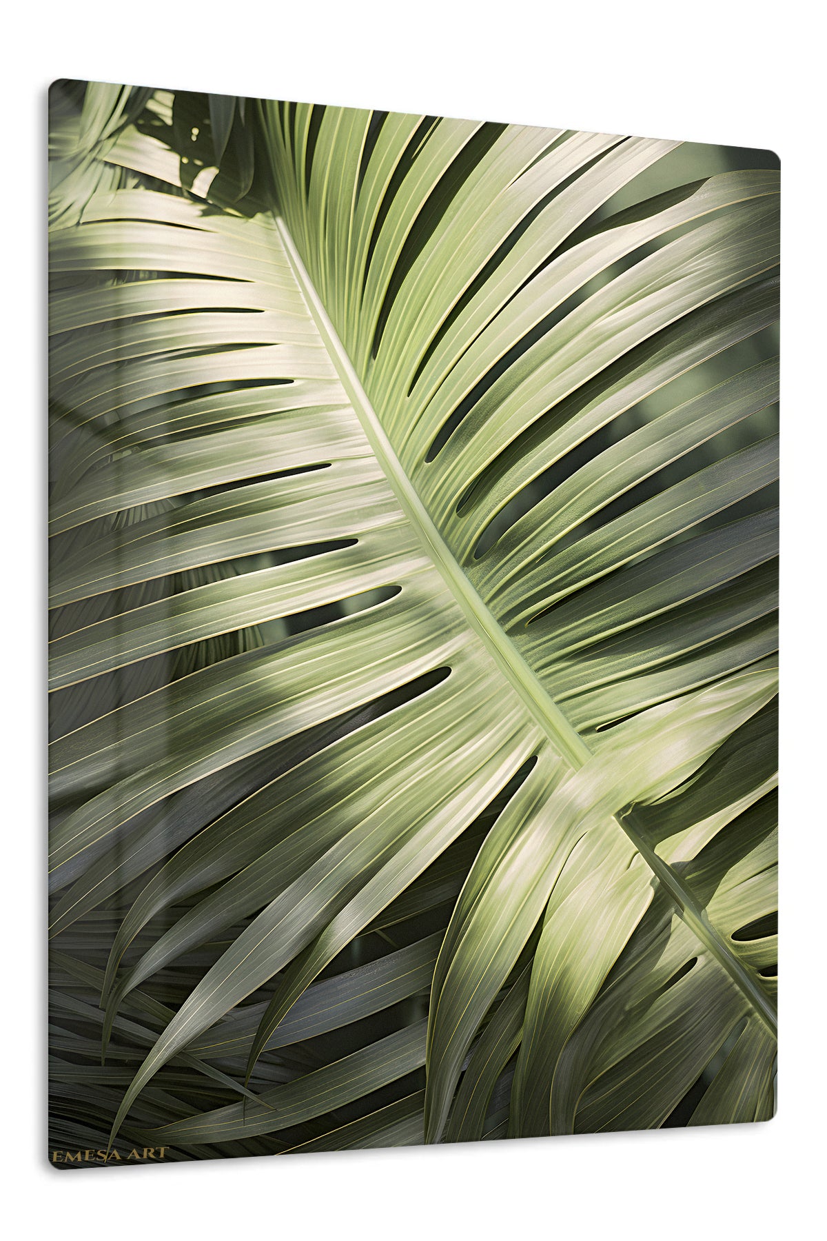 Luminous Tropical Leaf Canopy premium metal wall art – front view