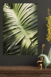 Luminous Tropical Leaf Canopy metal wall art displayed in a modern interior