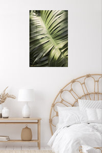 Luminous Tropical Leaf Canopy metal wall art displayed in a contemporary living space