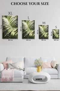 EMESA metal wall art size comparison guide for Luminous Tropical Leaf Canopy