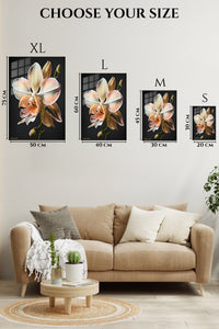 EMESA metal wall art size comparison guide for Blush Orchid on Black
