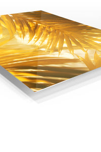 Golden Palm Light premium metal wall art – angled view