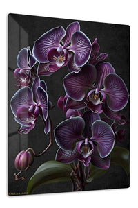 Velvet Purple Orchid Cascade premium metal wall art – front view