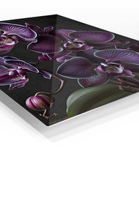 Velvet Purple Orchid Cascade premium metal wall art – angled view