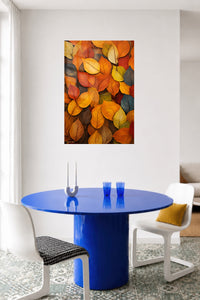 Autumn Leaf Tapestry metal wall art displayed in a contemporary living space