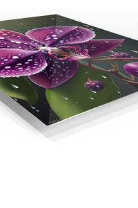 Rain-Kissed Purple Orchid premium metal wall art – angled view